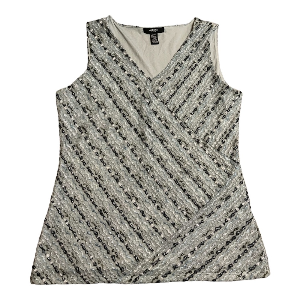 Alfani Teal Patterned Blouse Tank